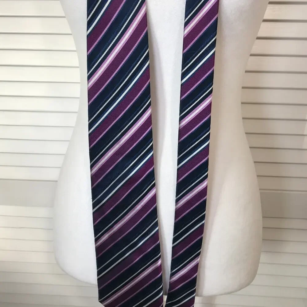 Enrico Venture Cravatte Multicolor Silk Striped Wide Long Mens Necktie 61”